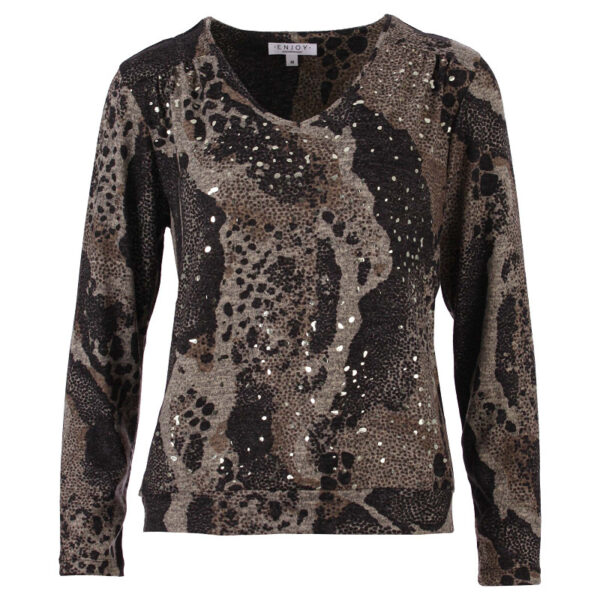 Enjoy - Sweater v-hals dierenprint