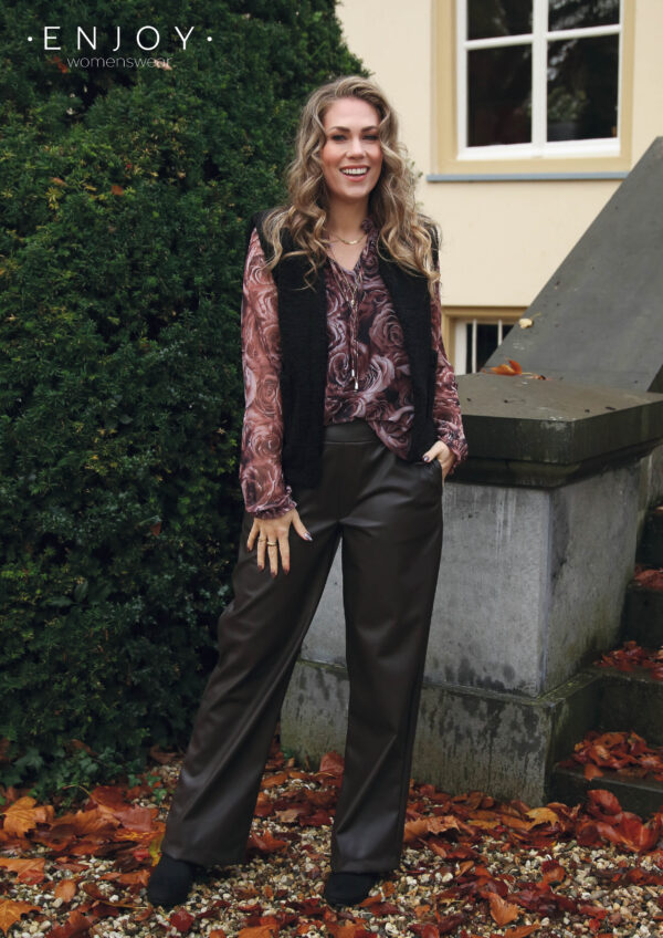 Enjoy - Broek wide leg vegan leer - Afbeelding 2