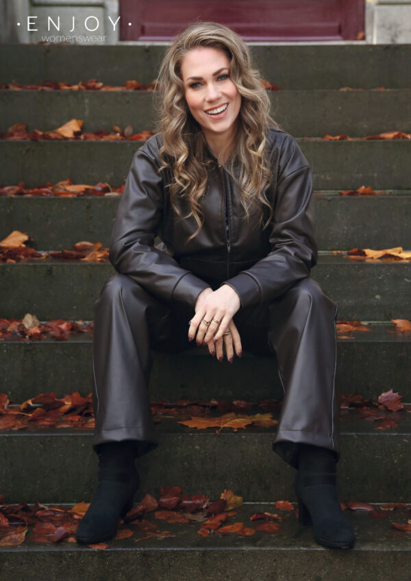 Enjoy - Broek wide leg vegan leer - Afbeelding 3