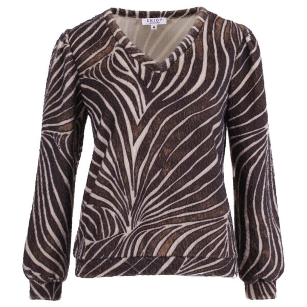 Enjoy - Sweater fluffy met dierenprint