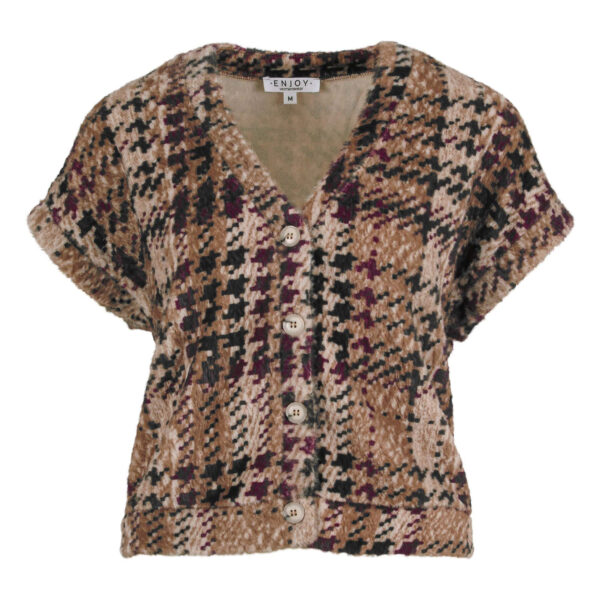 Enjoy - Gilet met fluffy ruit print